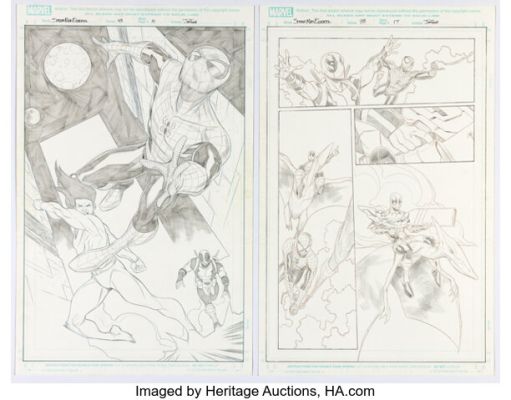 Jim Towe Spider-Man / Deadpool Story Page Pencils Original Art Group of 2 (Marvel, 2018-2019). (Total: 2 Original Art)