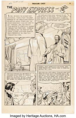 Graham Ingels Treasure Chest of Fun and Fact #v13#2 (228) "The Pony Express" Story Page 1 Original Art (George A. Pflaum, 1957). | Heritage