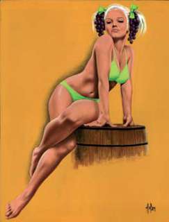 Aslan | Pin-up du calendrier Lui, Septembre 1967 Gouache originale signée | Kahn et Associés