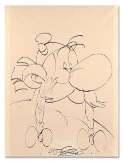 Uderzo, Albert | OBÉLIX vTrès grande dédicace d’Obélix réalisée au feutre | Coutau Bégarie