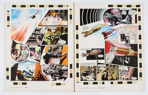 Thunderbirds: Two consecutive original artworks (1968) drawn, painted and…