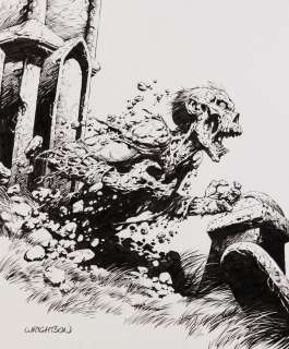 Bernie Wrightson signed original zombie t-shirt illustration. | Profiles in History