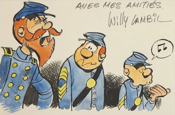 * Lambil - Dédicace... | * Lambil - Dédicace : Superbe dessin en couleurs sur... | Tessier Sarrou