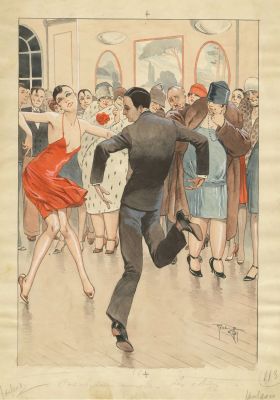 René GIFFEY. (1884-1965) C‘est... - Lot 58 - René GIFFEY. (1884-1965) C‘est la danse nouvelle. Gouache...