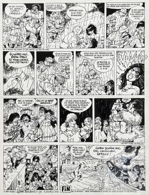 Wasterlain / Jeannette Pointu. Planche Originale N°8 D’une Histoire "Ushuaia: Le Dernier Des Patagons" Publiée Dans Le Journal Spirou En 1993 Qui Illustre La Scène de L’accouchement. Belle Qualité D’exécution. Rare. Encre de Chine Signée Et Datée 1993. Tbe. 38 X 50 Cm | Wasterlain / Jeannette Pointu. Planche originale n°8 d’une histoire… | Dagoty