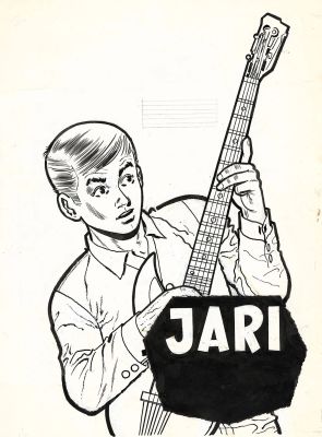 Raymond Reding = Jari, Guitare Et Dynamite, Couverture Originale À L’encre de Chine Pour Le Journal Tintin N° 864 Du 13 Mai 1965. Dimensions : 41,5 Cm X 30,5 Cm. | Lot 269 : Raymond Reding = Jari, Guitare et Dynamite, couverture originale à… | Septimus