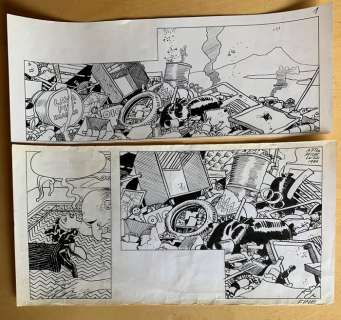 Micheluzzi - 4x Strisce originali - Storia Breve sull’ecologia - Loose page - (1986) | Catawiki