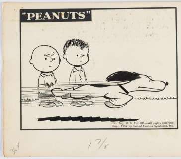 Lot 126 - Early Charles Schulz Peanuts Daily Comic Strip, 1954