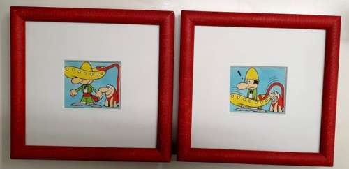 Jacovitti - 2x illustrazioni originali "Figurine Mio" - Loose page | Catawiki