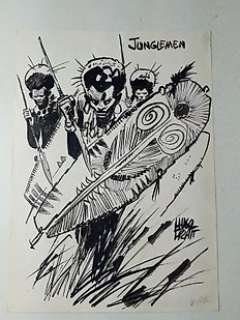 Hugo Pratt - Junglemen - Originale di copertina - Loose page | Catawiki
