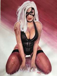 Black Cat - John Heijink sexy originele tekening in kleur Black Cat uit Spider-Man Marvel - Loose page - First edition (2020) | Catawiki