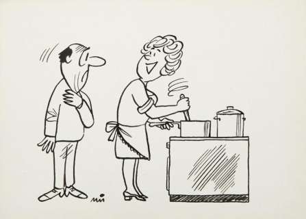 Gwidon Miklaszewski (1912 - 1999) | Gwidon Miklaszewski | " - Wynalazłam całkiem nową potrawę! Gdy mi krem czekoladowy wleciał do śledzików w śmietanie, wpadłam na pomysł, żeby | Desa Unicum