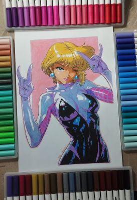 edi santosart - Spider-Gwen 9x12 Art by Edi Santos
