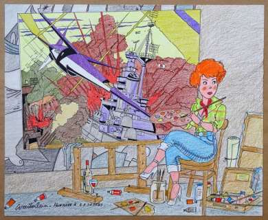 Wasterlain - Dessin original en couleurs - Hommage Ã  E.P. Jacobs - Loose page | Catawiki