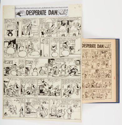 Desperate Dan original artwork (1947) drawn and signed by Dudley… | Comic Book Auctions ltd