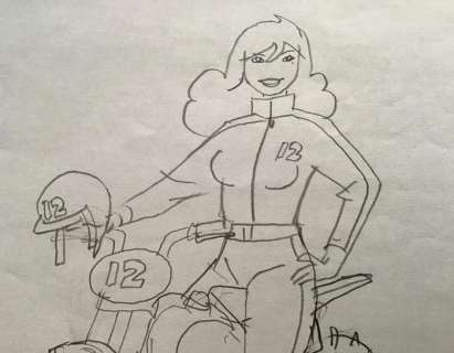 Kuijpers, Henk - Originele tekening - Franka op de motor | Catawiki