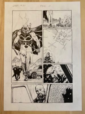 Gary Frank Geiger original comic art #20, p21. Superman, Batman, Hulk artist