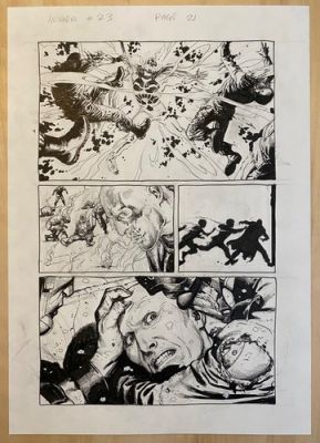 Gary Frank Geiger original comic art #23, p21. Superman, Batman, Hulk artist
