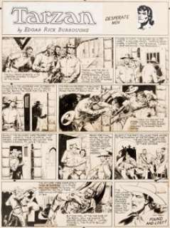 Ruben Moreira (as Rubimor) and Don Garden Tarzan #828 Sunday Comic Strip Original Art dated 1-19-47 (King Features... | Heritage