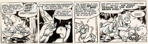 Walt Kelly Pogo Fourth Month Daily Comic Strip Original Art dated 8-12-49 (New York Star, 1949).... | Heritage