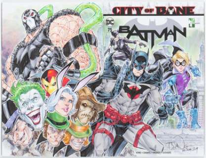 Todd Nauck Batman #75 Wraparound Sketch Cover Variant Original Art (DC, 2019) CGC Signature Series NM/MT 9.8 White -