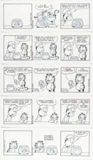 Davis, Jim | Jim Davis Garfield Consecutive Daily Comic Strip Original Art Group of 6 (PAWS/Universal Press Syndicate, 2002).... (Total: 6 Original Art) | Heritage