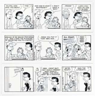 Davis, Jim | Jim Davis Garfield Consecutive Daily Comic Strip Original Art Group of 6 (PAWS, 2000).... (Total: 6 Original Art) | Heritage