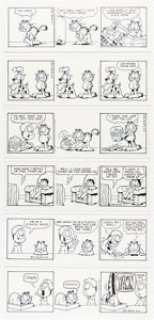 Jim Davis | Garfield Consecutive Daily Comic Strip Original Art Group of 6 (PAWS, 1995). (Total: 6 Original Art) | Heritage