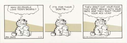 Jim Davis Garfield Daily Comic Strip Original Art dated 2-26-81 (United Feature Syndicate, 1981). | Heritage