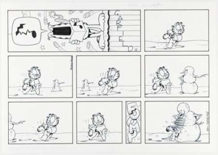 Jim Davis Garfield Sunday Comic Strip Original Art dated 1-28-01 (PAWS, 2001). | Heritage