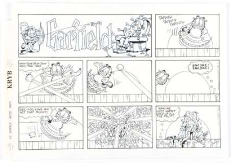 Jim Davis Garfield Sunday Comic Strip Original Art dated 4-5-92 (United Feature Syndicate, 1992). | Heritage