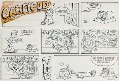 Jim Davis Garfield Sunday Comic Strip Original Art dated 3-12-89 (United Feature Syndicate, 1989). | Heritage