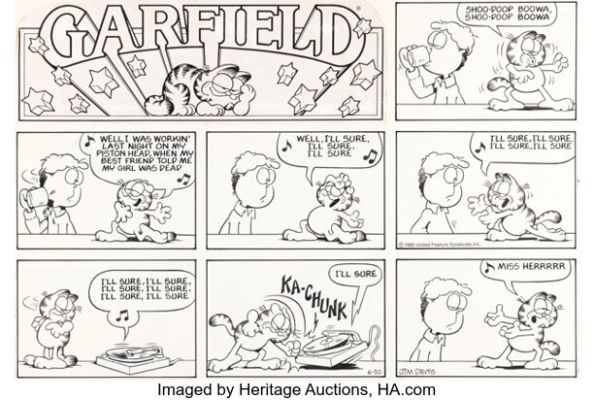 Jim Davis Garfield Sunday Comic Strip Original Art dated 6-30-85 (United Feature Syndicate, 1985). | Heritage