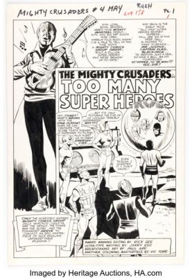 Paul Reinman (as "Paul Are") The Mighty Crusaders #4 Splash Page 1 Original Art (Archie, 1966). | Heritage