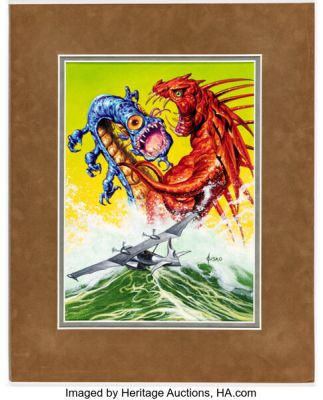 Joe Jusko Joe Jusko’s Edgar Rice Burroughs Collection II Card #89 "Sea Beasts" Painting Original Art (FPG, 1995). | Heritage