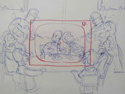 The Simpsons - Original drawing of Homer Simpson and friends - Unique | Catawiki