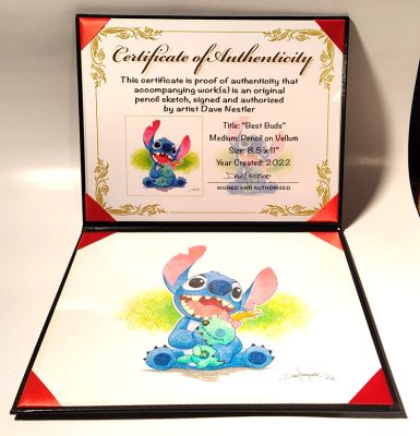 Dave Nestler - "Best Buds", original colored pencil sketch from Disney artist Dave Nestler