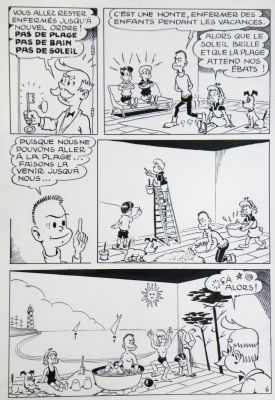 Histoire » a La Plage » – Michel-Paul Giroud | « Tonton Bola » – Planche Originale – Page 6 | Zic et Bul