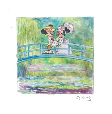Mickey & Minnie on Monet’s Japanese Bridge | Corner4art