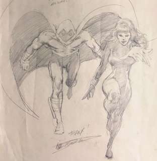 Moon Knight (!) & Black Widow - Bill Sienkiewicz - Originele Moon Knight & Black Widow Tekening - Original Drawing (2018) | Catawiki