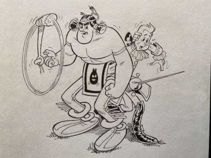 Oumpah-Pah - Dessin original - d’après la couverture ’Oumpah-Pah et les pirates’ | Catawiki