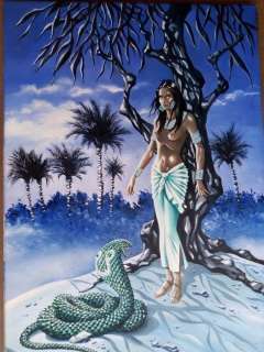 Roels (Les mystères d’Osiris) - Origineel schilderij in acryl - Egyptische vrouw met Cobra (2007) | Catawiki