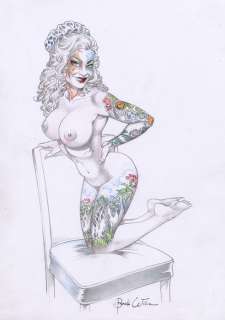 Le mie pin up - W. Bondi - original artwork "Tattoo nature" - Loose page | Catawiki