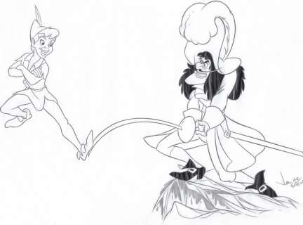 Peter Pan & Captain Hook - Original drawing - Signed by Jaume Esteve | Catawiki