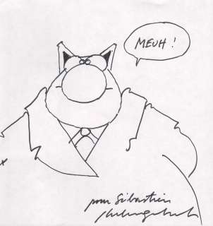 Geluck | Le Chat, illustration au feutre sur feuille libre … | Banque Dessinée