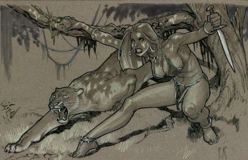 Stephane Roux - jungle girls sketchbook pinup