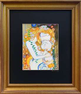 Tony Fernandez, Disney Artist - Daisy & Baby Duck inspired by Gustav Klimt - Original Painting - Tony Fernandez Signed - Framed