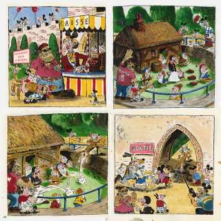 Vuillemin, Philippe | Vuillemin, Philippe - 4x Mise en couleur originale + dessins originaux - Totote - Disneyland - (2008) | Catawiki