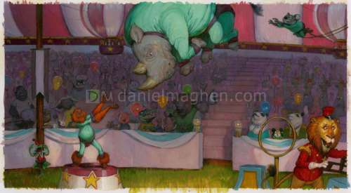 Adam Rex - Illustration originale planches 20 et 21 - texte de Neil Geiman - publié en France chez Albin Michel - Chu‘s Day