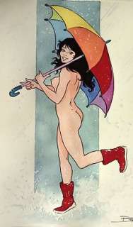 Elisabetta Barletta - Pin Up - E. Barletta - original artwork "Pioggia" - Page volante - Exemplaire unique (2021)